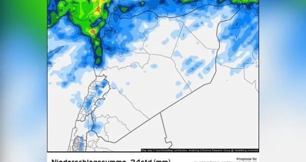 توقعات الطقس في سوريا: انخفاض في الحرارة وأمطار رعدية محتملة في عدة مناطق