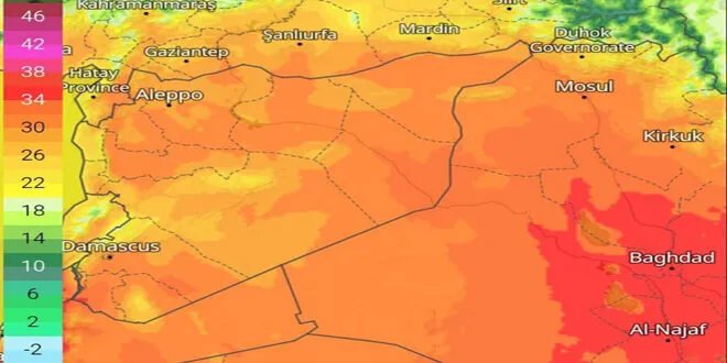 توقعات الطقس في سوريا: ارتفاع حاد في الحرارة مع فرص لأمطار خفيفة في الساحل والجزيرة