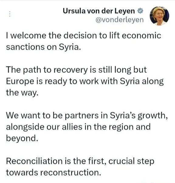 أوروبا تعلن استعدادها للتعاون مع سوريا في مسيرة التعافي بعد قرار تخفيف العقوبات