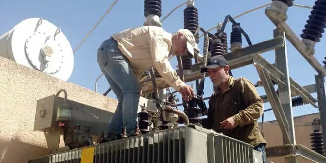 السويداء تعزز شبكتها الكهربائية بمحولة جديدة باستطاعة 100 ك.ف.أ