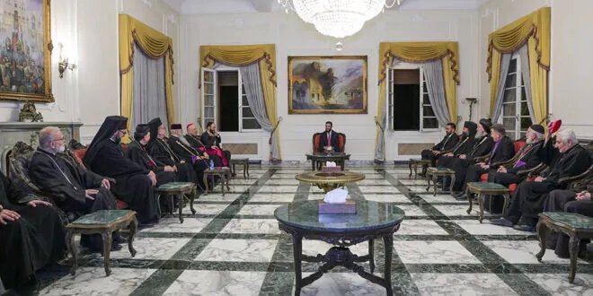 الرئيس الشرع يستقبل وفدًا مسيحيًا رفيع المستوى من محافظة حلب