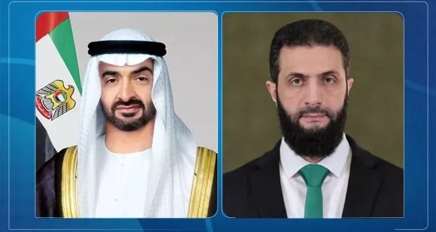 رئيس الإمارات يهنئ الرئيس الشرع بعيد الأضحى المبارك