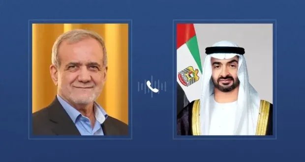 الرئيس الإماراتي يعرب عن تضامنه مع إيران ويبحث مع نظيره التوترات المتصاعدة في الشرق الأوسط