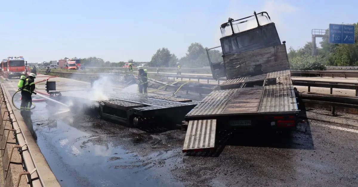 مأساة في ألمانيا: مصرع سائق شاحنة في حادث احتراق مروع على الطريق السريع A5