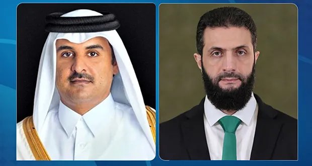 الرئيس الشرع يعرب عن تضامن سوريا مع قطر في اتصال هاتفي مع أميرها