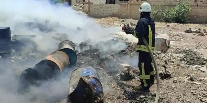 السيطرة على حريق في معمل دهانات بمنطقة الكباس في دمشق