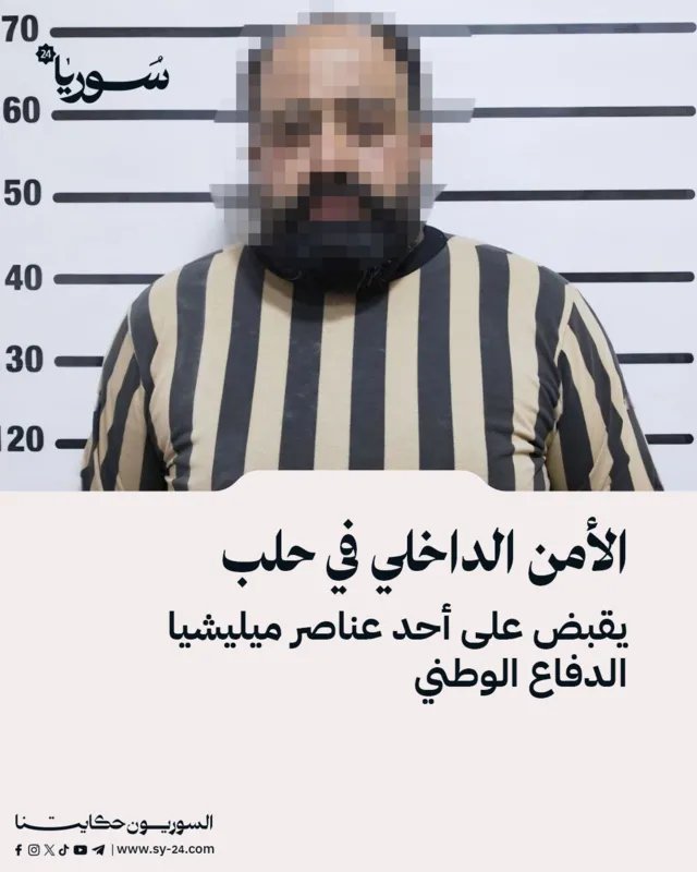 حلب: القبض على عنصر من ميليشيا الدفاع الوطني متورط بانتهاكات