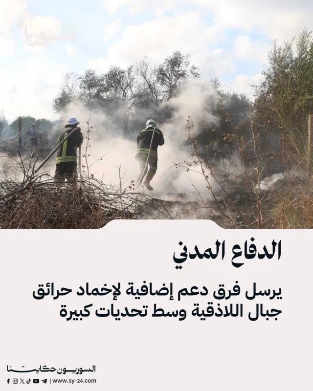 تحديات جمة تواجه فرق الإطفاء: الدفاع المدني يعزز جهوده لإخماد حرائق اللاذقية
