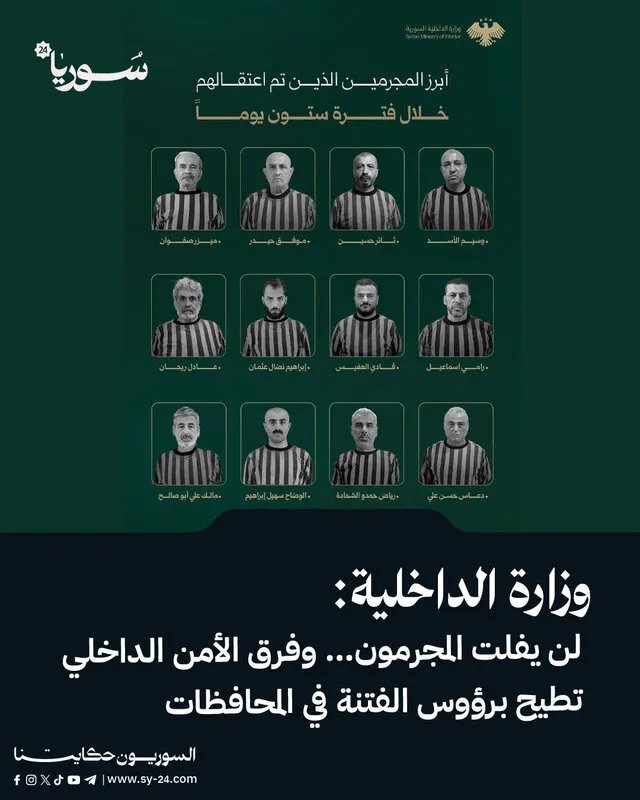 وزارة الداخلية تعلن: لن يفلت مجرم من العقاب والأمن يطيح برؤوس الفتنة في المحافظات