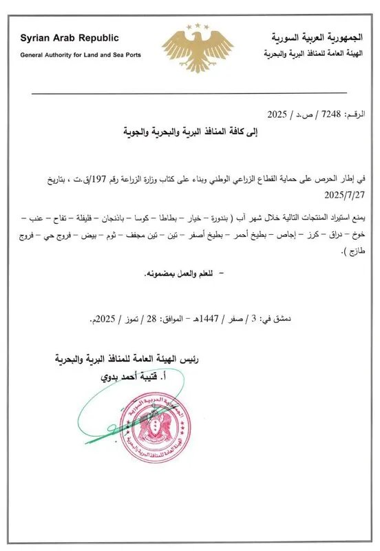 قرار حكومي يثير جدلاً حول منع استيراد بعض المنتجات الزراعية: هل هو دعم للمنتج المحلي أم تقييد للمستهلك؟