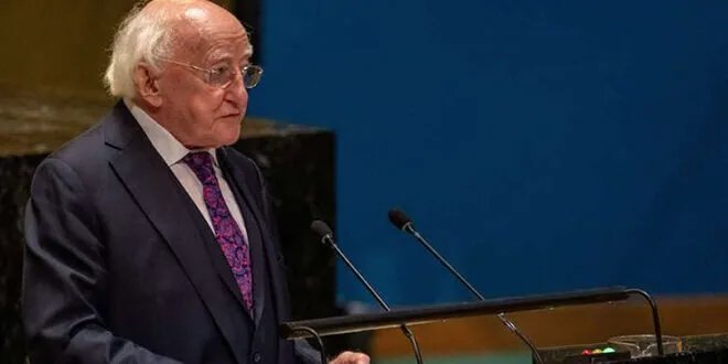 الرئيس الإيرلندي يحث الأمم المتحدة على تفعيل الفصل السابع ضد إسرائيل بسبب الوضع في غزة