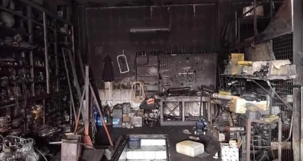 حريق يلتهم ورشة ميكانيك في المنطقة الصناعية بطرطوس: ماس كهربائي السبب المحتمل