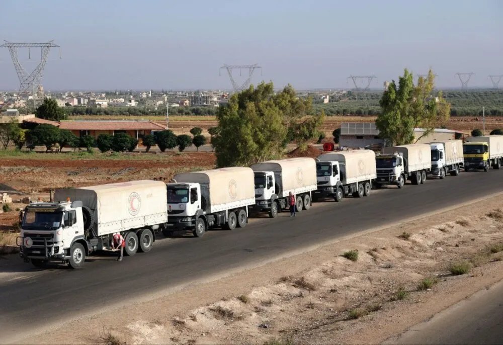 اعتداء على قافلة مساعدات الهلال الأحمر العربي السوري جنوب البلاد دون إصابات