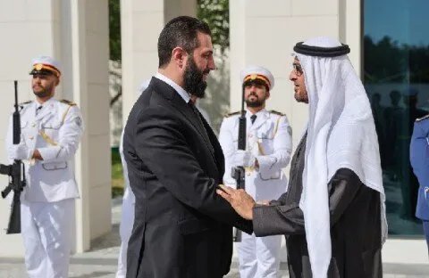 الرئيس الإماراتي يستقبل الشرع في أبو ظبي ويؤكد دعمه لتطلعات الشعب السوري