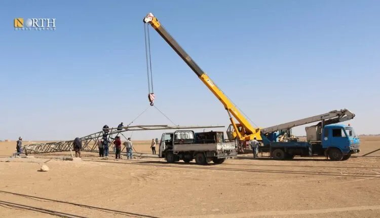 انقطاع تام للكهرباء عن مدن وبلدات الحسكة بسبب انهيار برجين على خط التوتر العالي