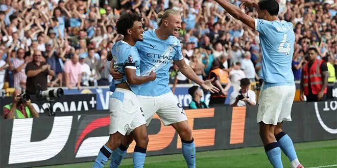 مانشستر سيتي يستهل الدوري الإنجليزي بفوز كاسح على وولفرهامبتون