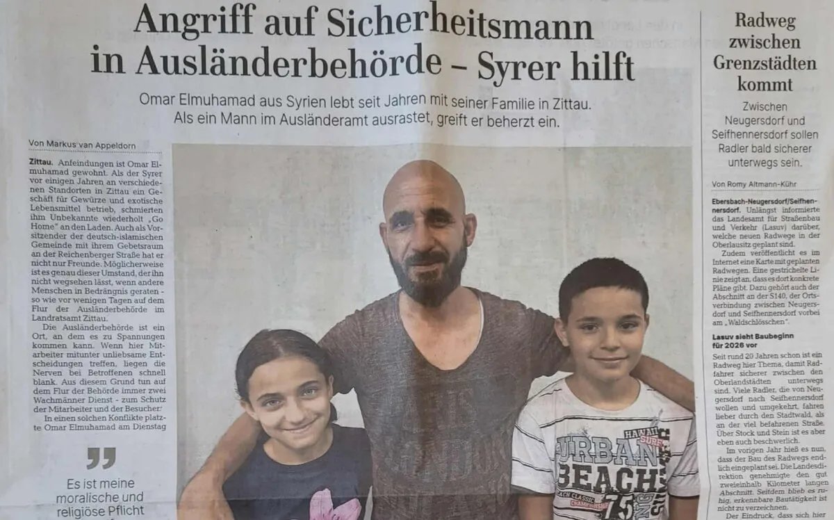 تقدير في ألمانيا لشجاعة سوري: عمر المحمد يوقف هجوماً على رجل أمن في زيتاو