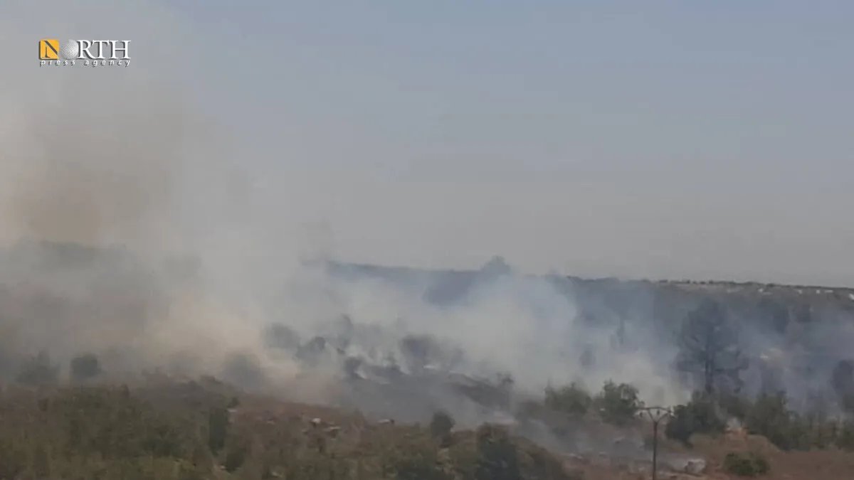 حريق يلتهم أشجار الزيتون قرب طريق اللواء 107 في ريف اللاذقية