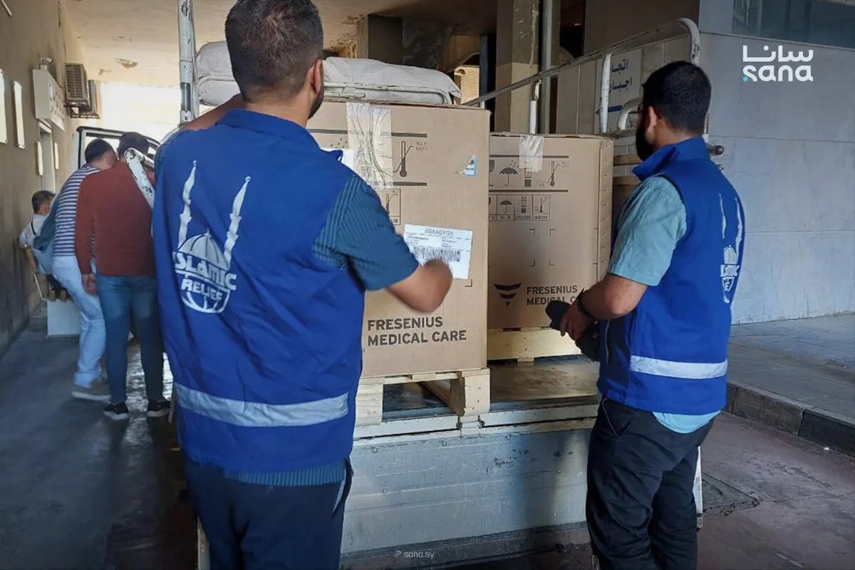 وزارة الصحة تتلقى دعماً لأجهزة غسيل الكلى من منظمة الإغاثة الإسلامية لمشفى ابن النفيس