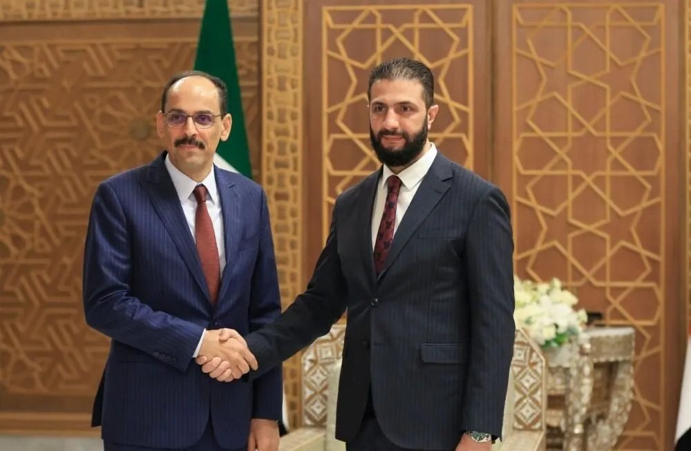 الرئيس الشرع يستقبل رئيس المخابرات التركية في دمشق لبحث التطورات الإقليمية