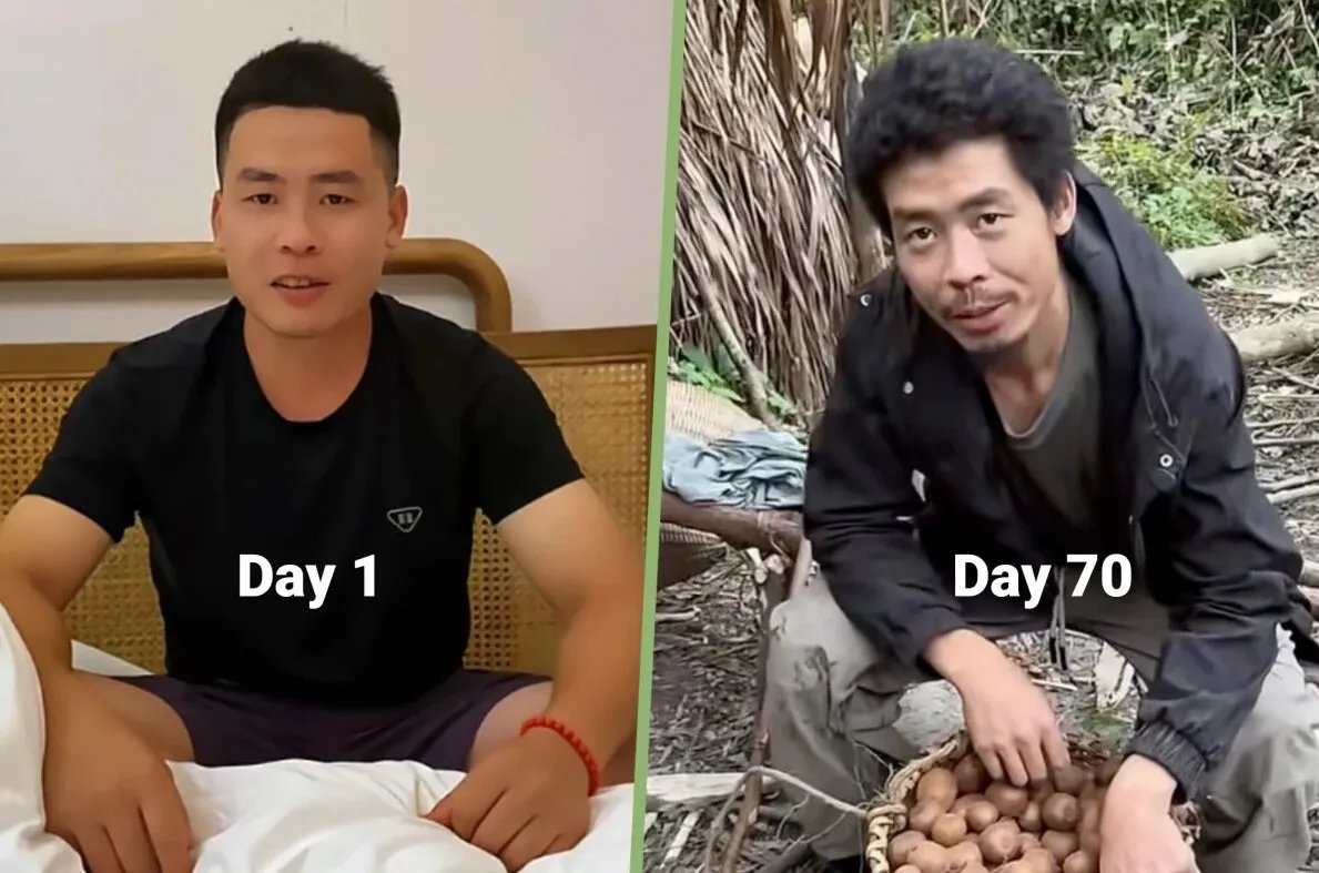 صيني يتغلب على الطبيعة: 70 يوماً من البقاء في الغابة يفوز بتحدي قاسٍ