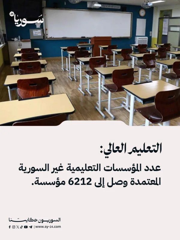 التعليم العالي: ارتفاع عدد المؤسسات التعليمية غير السورية المعتمدة إلى 6212 مؤسسة