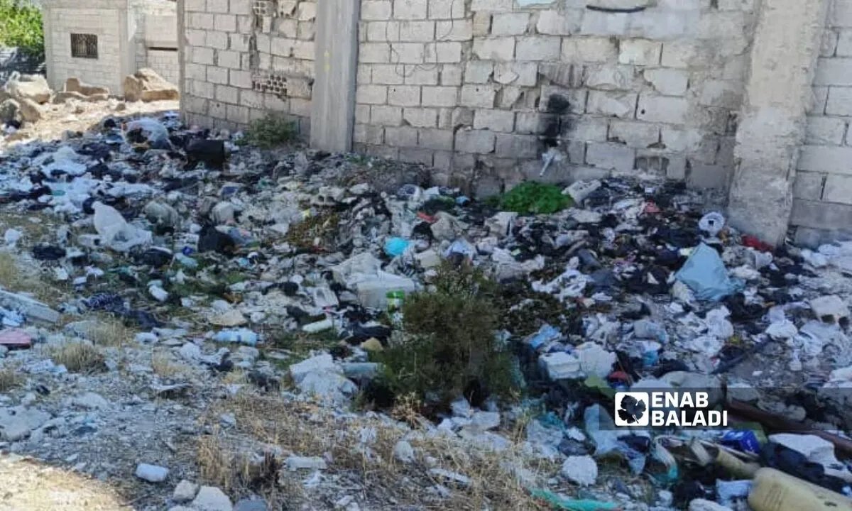 تلوث يهدد صحة سكان الشجرة في درعا بسبب القمامة والصرف الصحي