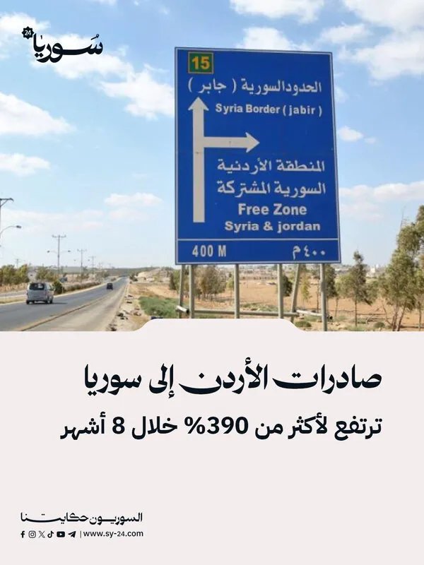 قفزة نوعية: صادرات الأردن إلى سوريا تسجل ارتفاعاً قياسياً بنسبة تفوق 390%