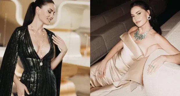 فهرية أفجان تخطف الأنظار بتصاميم جورج حبيقة وإيلي صعب في حفل بياجيه بأبو ظبي