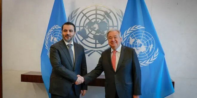 وزير الخارجية السوري يبحث مع غوتيريش في نيويورك رفع العقوبات عن سوريا